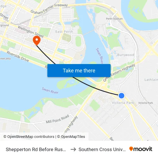 Shepperton Rd Before Rushton St to Southern Cross University map