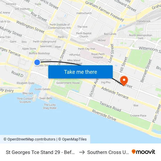 St Georges Tce Stand 29 - Before William St to Southern Cross University map