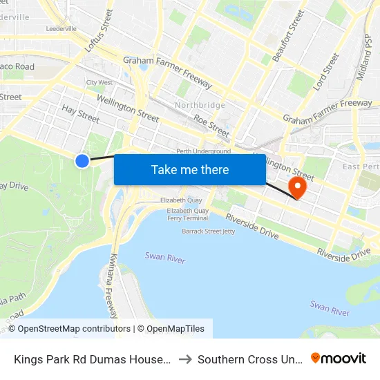 Kings Park Rd Dumas House Cat Id 32 to Southern Cross University map
