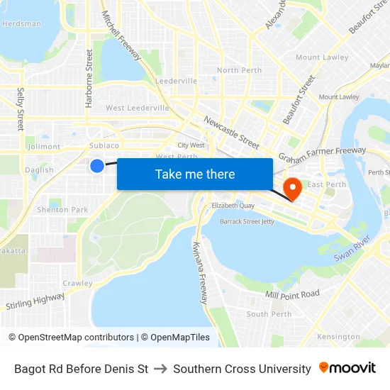 Bagot Rd Before Denis St to Southern Cross University map