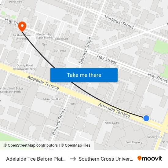 Adelaide Tce Before Plain St to Southern Cross University map