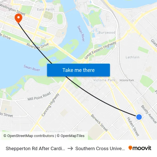 Shepperton Rd After Cardiff St to Southern Cross University map