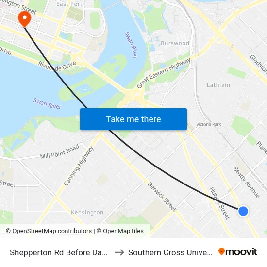 Shepperton Rd Before Dane St to Southern Cross University map