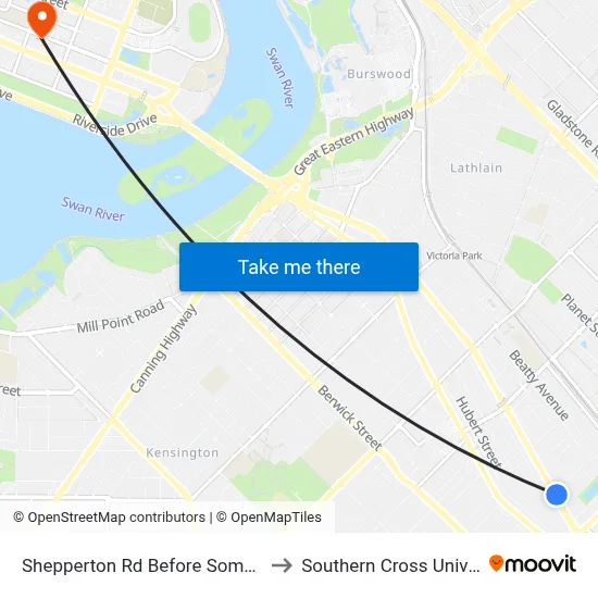 Shepperton Rd Before Somerset St to Southern Cross University map