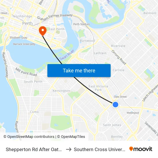 Shepperton Rd After Oats St to Southern Cross University map