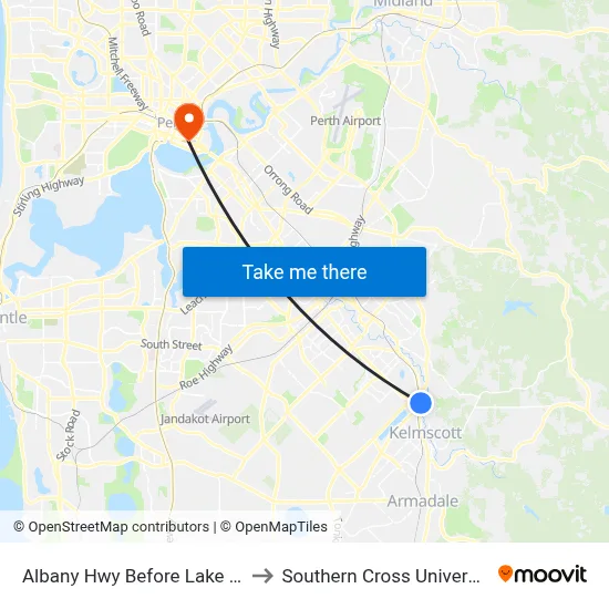 Albany Hwy Before Lake Rd to Southern Cross University map