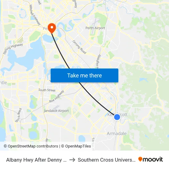 Albany Hwy After Denny Av to Southern Cross University map