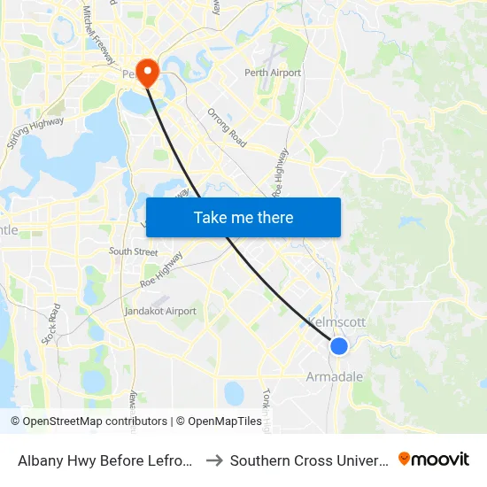 Albany Hwy Before Lefroy Rd to Southern Cross University map