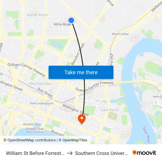 William St Before Forrest St to Southern Cross University map