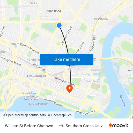 William St Before Chatsworth Rd to Southern Cross University map
