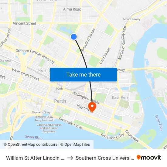 William St After Lincoln St to Southern Cross University map