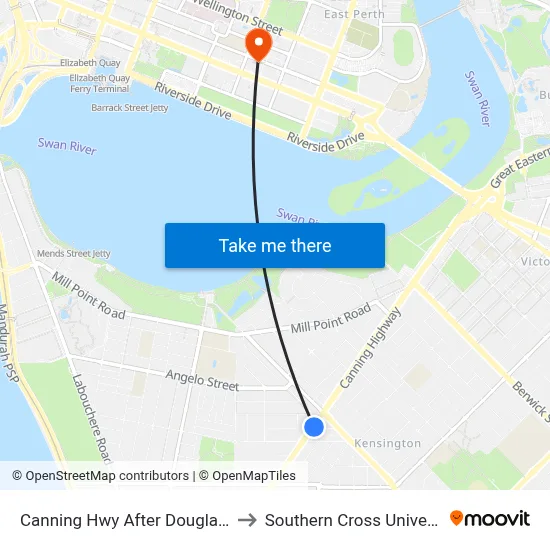 Canning Hwy After Douglas Av to Southern Cross University map