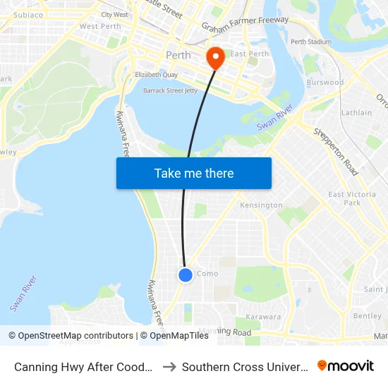 Canning Hwy After Coode St to Southern Cross University map