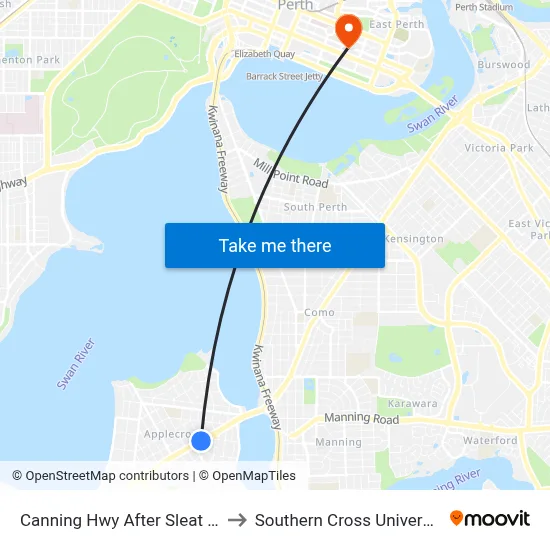 Canning Hwy After Sleat Rd to Southern Cross University map