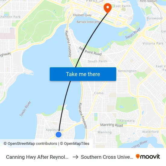 Canning Hwy After Reynolds Rd to Southern Cross University map