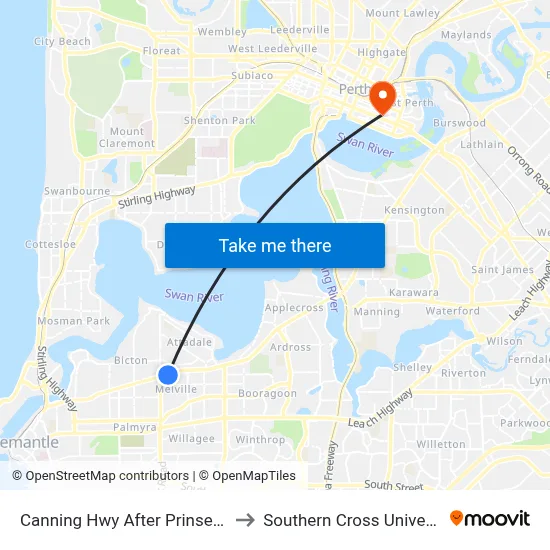 Canning Hwy After Prinsep Rd to Southern Cross University map