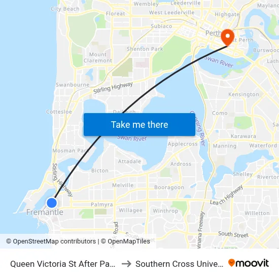 Queen Victoria St After Parry St to Southern Cross University map