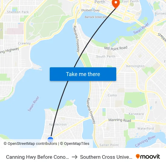 Canning Hwy Before Conon Rd to Southern Cross University map