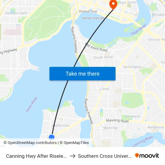 Canning Hwy After Riseley St to Southern Cross University map