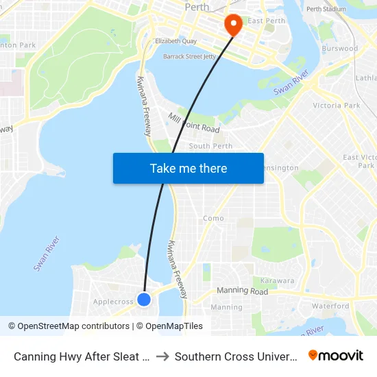 Canning Hwy After Sleat Rd to Southern Cross University map