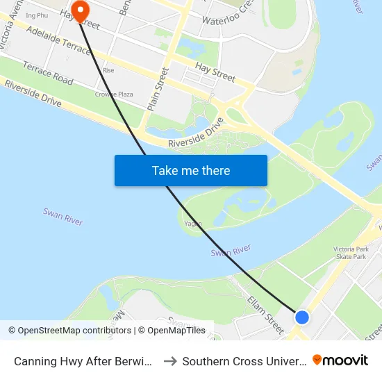 Canning Hwy After Berwick St to Southern Cross University map