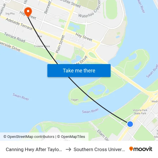 Canning Hwy After Taylor St to Southern Cross University map