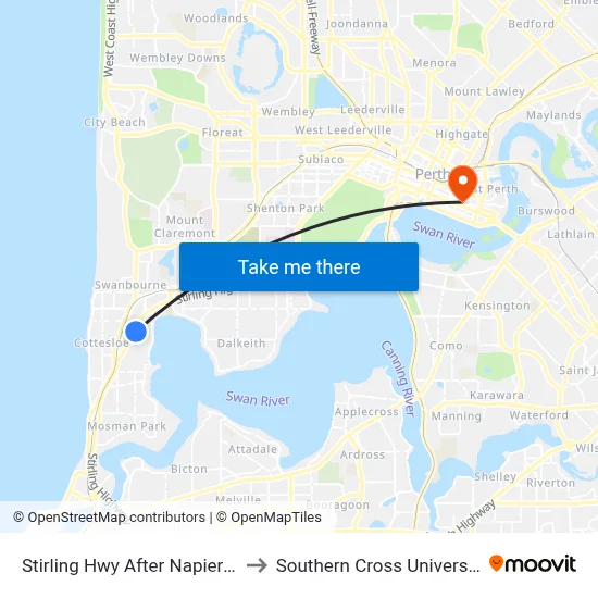 Stirling Hwy After Napier St to Southern Cross University map