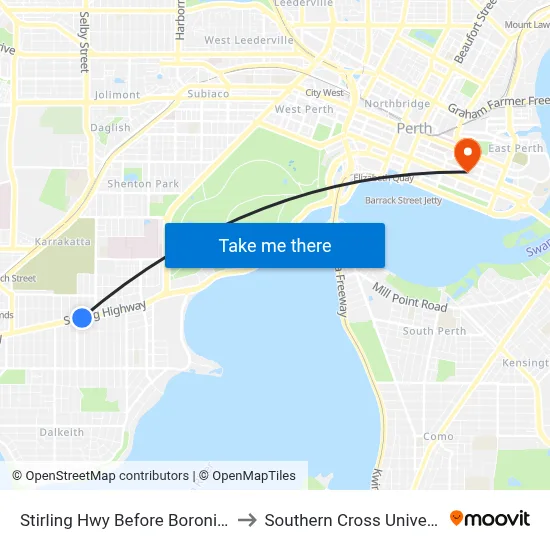 Stirling Hwy Before Boronia Av to Southern Cross University map