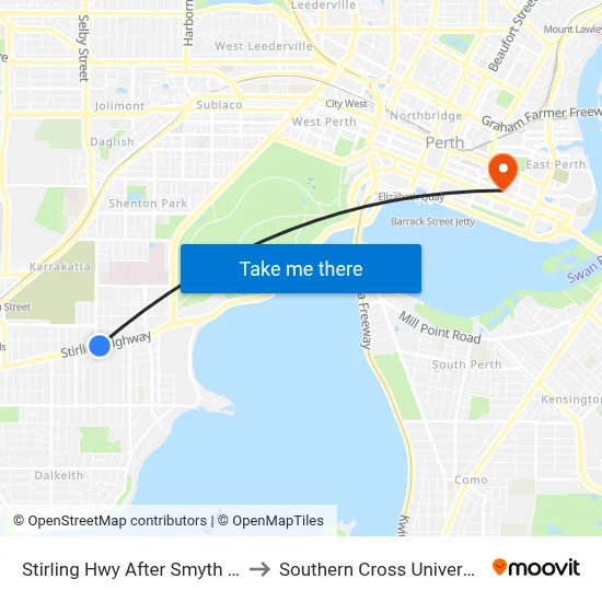 Stirling Hwy After Smyth Rd to Southern Cross University map