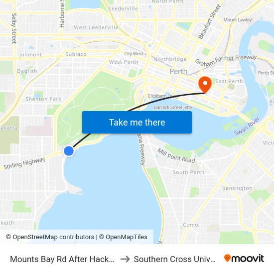 Mounts Bay Rd After Hackett Dr to Southern Cross University map