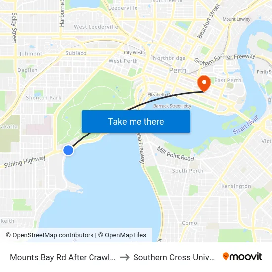 Mounts Bay Rd After Crawley Av to Southern Cross University map