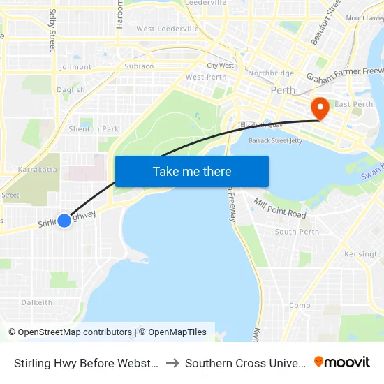Stirling Hwy Before Webster St to Southern Cross University map