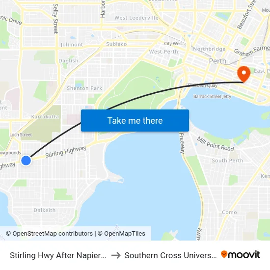 Stirling Hwy After Napier St to Southern Cross University map