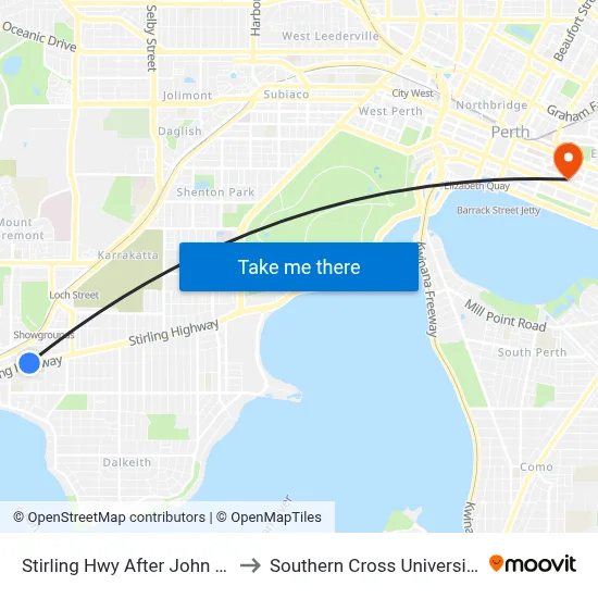 Stirling Hwy After John St to Southern Cross University map