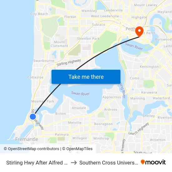 Stirling Hwy After Alfred Rd to Southern Cross University map
