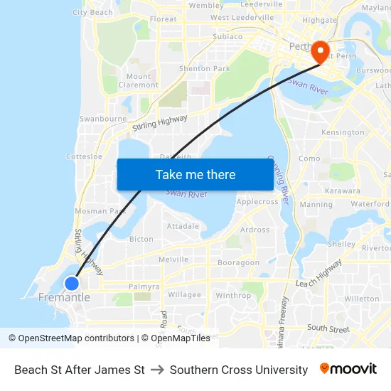 Beach St After James St to Southern Cross University map