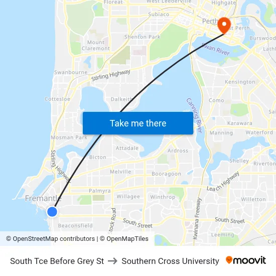 South Tce Before Grey St to Southern Cross University map