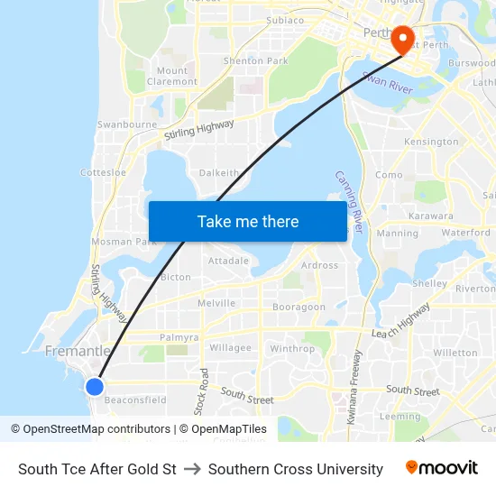 South Tce After Gold St to Southern Cross University map