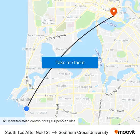 South Tce After Gold St to Southern Cross University map