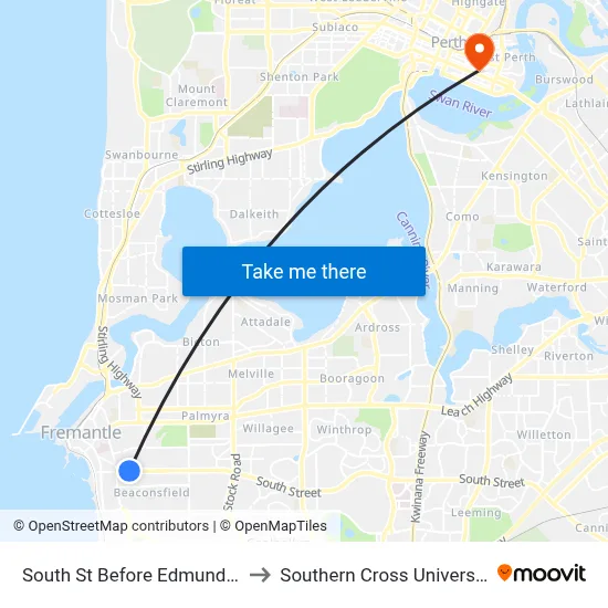 South St Before Edmund St to Southern Cross University map