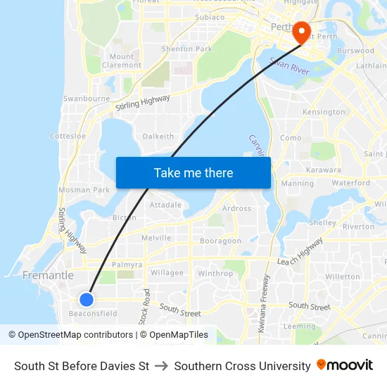 South St Before Davies St to Southern Cross University map