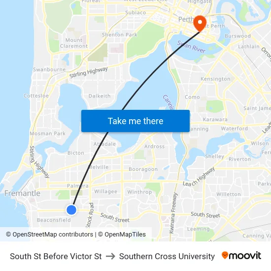 South St Before Victor St to Southern Cross University map