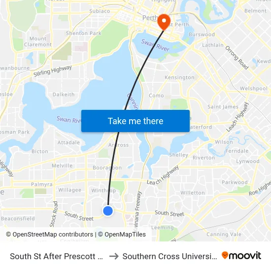 South St After Prescott Dr to Southern Cross University map