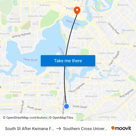 South St After Kwinana Fwy to Southern Cross University map