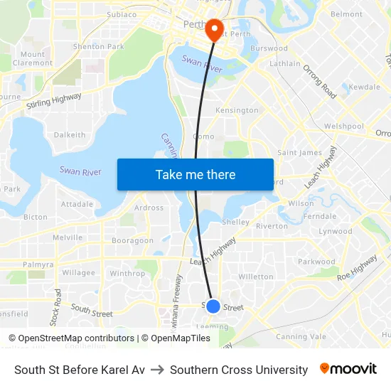 South St Before Karel Av to Southern Cross University map