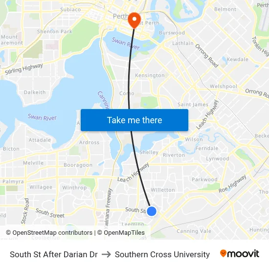 South St After Darian Dr to Southern Cross University map