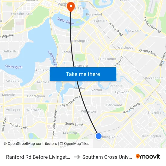 Ranford Rd Before Livingstone Dr to Southern Cross University map