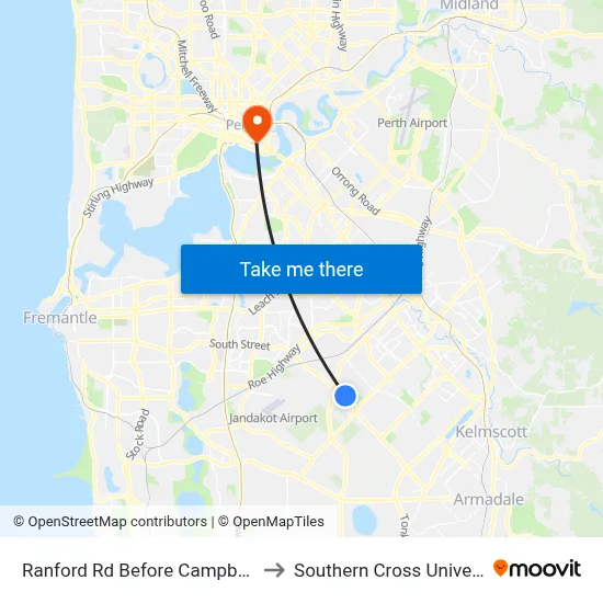 Ranford Rd Before Campbell Rd to Southern Cross University map