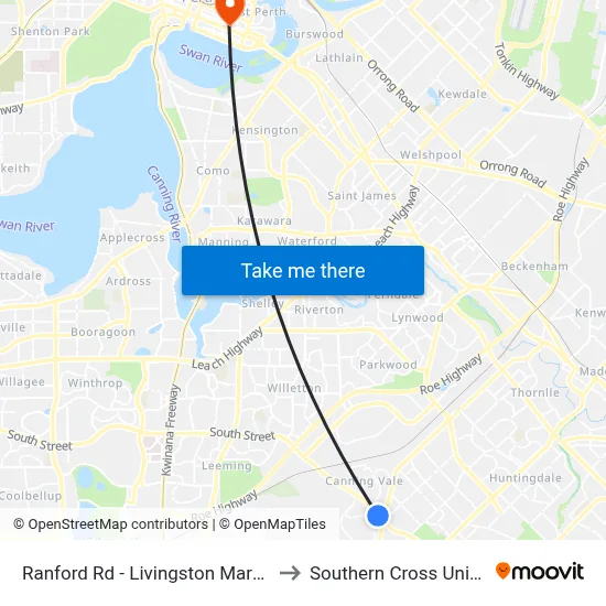 Ranford Rd - Livingston Marketplace to Southern Cross University map