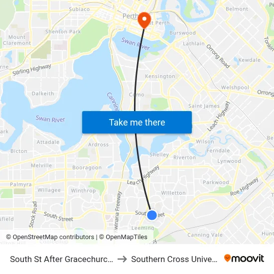 South St After Gracechurch Cr to Southern Cross University map